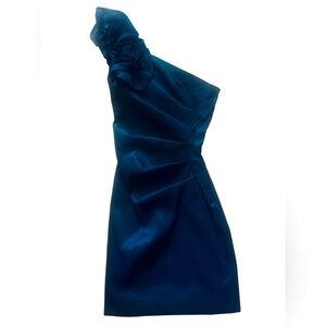 Daiana Black One Shoulder Bodycon Formal Cocktail Mini Dress USA Made Sz Medium